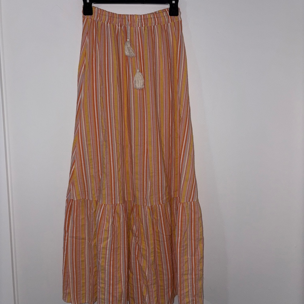 Striped Orange and White Maxi Skirt